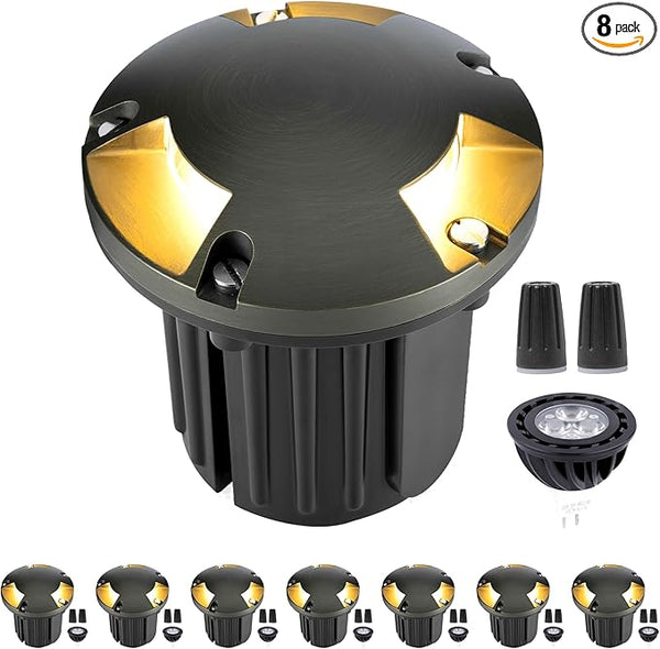 Gardenreet 12V Outdoor Well Light - Brass Weatherproof Electric LED In Ground Landscape Lighting, Low Voltage | Lumora