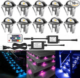 10PCS Low Voltage LED Deck Lighting Kit,0.2W-0.4W Low Voltage Multi-Color RGB Stainless Steel Waterproof Outdoor | Lumora
