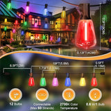 LAMPHOME Outdoor String Lights, 26FT Patio Lights with 12+1 ST38 LED Edison Bulbs (1 Spare), Connectable String | Lumora