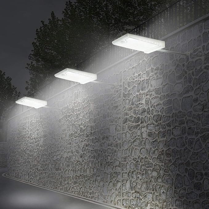CREATIVE DESIGN 46 LED Solar Lights Outdoor with Mounting Pole, 4 Modes Solar Gutter Light Motion Sensor Light Wall Light for Patio, Barn,Porch,Garage,Stairs, Pack of 2