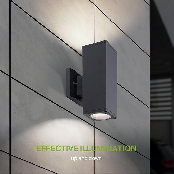 ASD 2 Light Square Outdoor Wall Light Fixture | 120W E26 Bulb Socket 120V ETL Cylinder Up Down Lights | | Lumora
