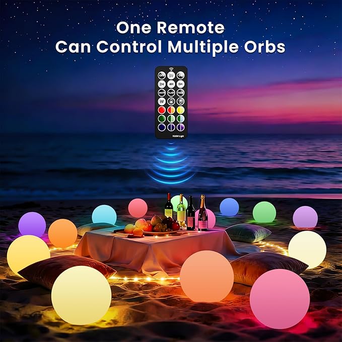 LOFTEK Floating Pool Light - 16-inch Large Ball Lamp with Remote - 3 Modes & 16 RGB Colorful - Outdoor Path Light | Lumora
