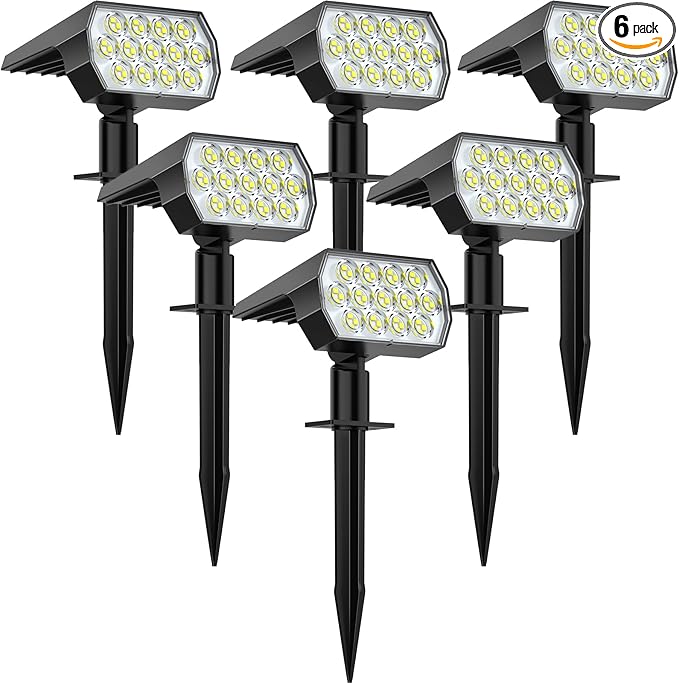 WELALO Solar Spot Lights Outdoor, [6 Pack/65 LED/3 Modes] Solar Landscape Spotlights, Solar Powered Christmas | Lumora