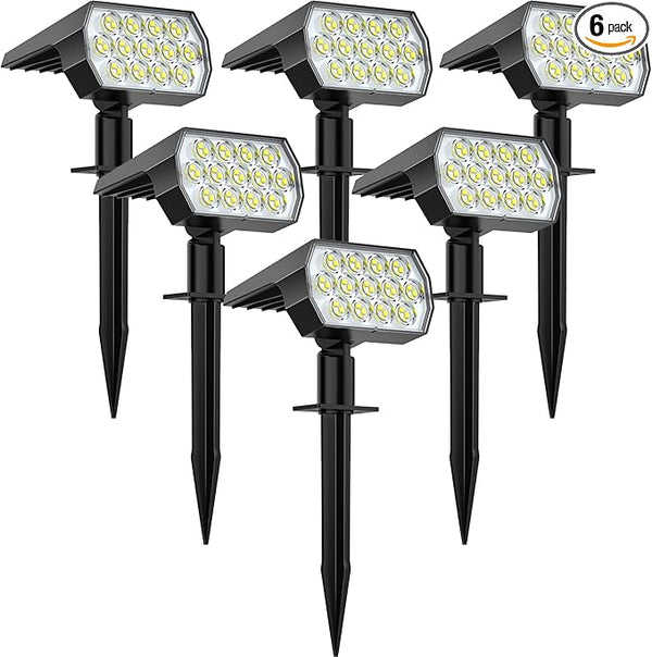 WELALO Solar Spot Lights Outdoor, [6 Pack/65 LED/3 Modes] Solar Landscape Spotlights, Solar Powered Christmas | Lumora