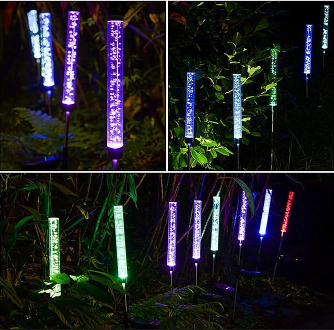 flexman 2Pcs Solar Landscape Light, Colorful Gradient Waterproof Decorative Outdoor Bubble Stick Lamp for Lighting Festivals, Scenic Spots, Gardens, Villa Communities