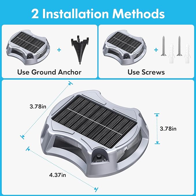 Bosceos Solar Driveway Lights Deck Dock Lights Outdoor 12 Pack, 9 Colors in 1, Pathway Light Solar Powered | Lumora
