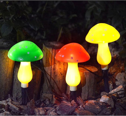 Upgraded Outdoor Solar Garden Mushroom Lights(6 Mushrooms Lamps), 8 Modes Outside Waterproof Solar Powered Christmas Lights Decoration, Yard, Lawn, Pathway... (Multi-Colored)