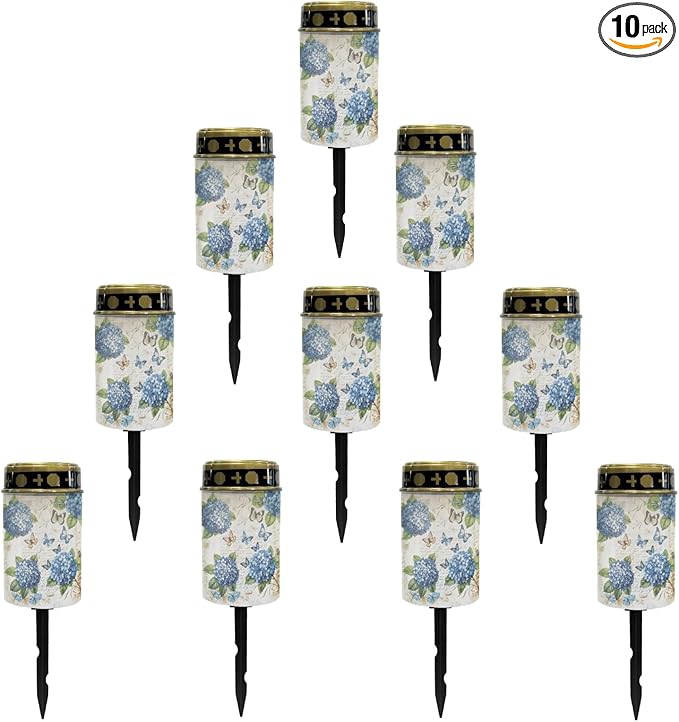 Hydrangea Floral Solar Pathway Lights Outdoor Waterproof Garden Lights for Yard Patio Butterfly LED Lantern | Lumora
