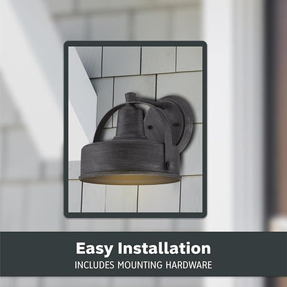 Designers Fountain Portland Outdoor Light Fixture, 8 Inch Exterior Wall Lantern Sconce for Front Door, Patio and Porch, Weathered Pewter, 33121-WP