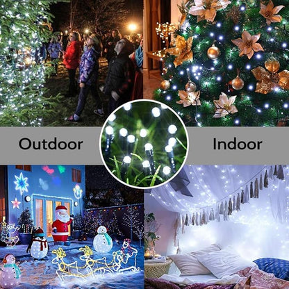 Toodour Battery Christmas Lights, 68.9ft 200 LED Christmas String Lights with 8 Twinkle Modes, Timer, Waterproof Battery Operated String Light for Home, Party, Holiday, Xmas Decor - White