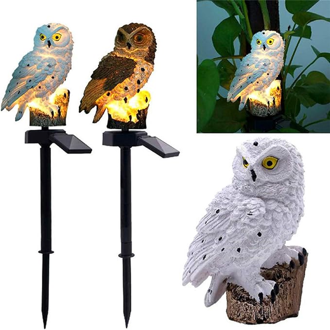 Garden Solar Light Outdoor Decorative, Owl Decor Solar Pathway Lights Outdoor LED Solar Garden Lights, Garden Solar Lights Outdoor Waterproof Decorative,White