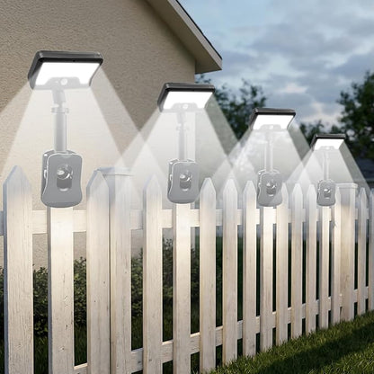 Clip On Solar Motion Lights Outdoor, Motion Sensor Outdoor Lights with 92 LEDs, 360°Rotatable Adjustable Solar Fence Lights (600 LM,6000 K), Waterproof Security Light for Deck,Gutter,Camping (4 Pack)