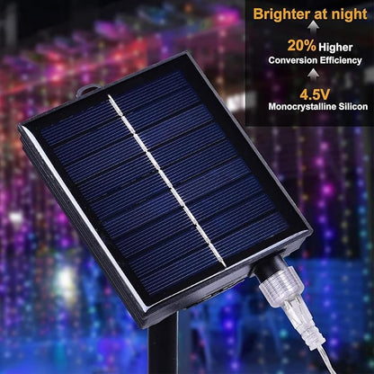 300 LED Solar Curtain Lights Outdoor Indoor Solar Christmas Lights Fairy Window Waterproof, Twinkle 8 Modes Christmas Decoration for Home Patio (Multi-Colored)
