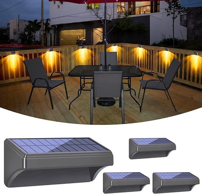 Bridika Solar Fence Lights, Fence Lights Fence Solar Lights Outdoor Waterproof Warm White & Color Glow LED Solar Lights for Backyard, Patio, Deck Railing, Stair Handrail and Wall (4 Packs, Plus Size)