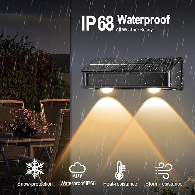Solar Fence Lights Outdoor, 8 Pack Color Changing Fence Lights Solar Powered with 9 RGB Colors & 11 Lighting Modes, IP65 Waterproof Dusk to Dawn Fence Lights for Patio, Deck, Wall, Backyard