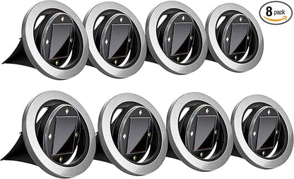 Bell+Howell Swivel Disk Lights Solar-Powered In-ground 8-LED Flat & Landscape Lighting for Outdoor, Yard, Garden & Lawn – Wireless, Easy Installation, Stakes Included Deluxe As Seen On TV Set of 8