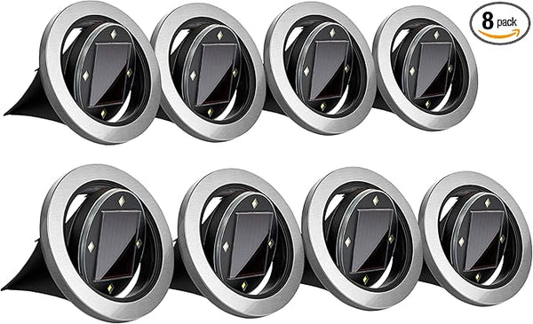 Bell+Howell Swivel Disk Lights Solar-Powered In-ground 8-LED Flat & Landscape Lighting for Outdoor, Yard, Garden & | Lumora