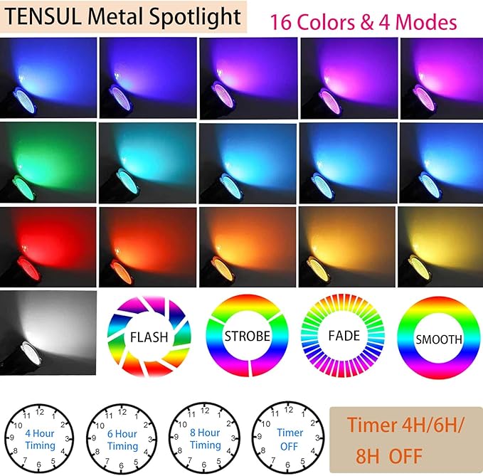 RGB Hallowmas Outdoor SpotLights with Timer(4/6/8H), 10W Metal case Color Changing Spot Light Outdoor Garden Yard | Lumora