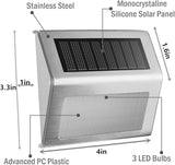 Solar Stair Lights, EpicGadget Waterproof Outdoor LED Step Lighting 3 LED Solar Powered Step Lights Stainless Steel | Lumora