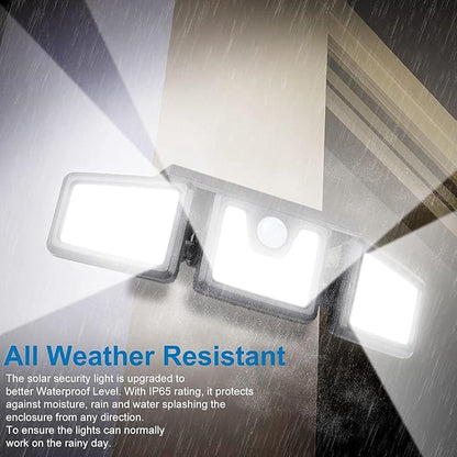 AmeriTop Solar Lights Outdoor, 2 Pack 128 High Brightness LED Cordless Solar Motion Sensor Lights; 3 Adjustable Heads, 270°Wide Angle Illumination, IP65 Waterproof, Security Flood Light
