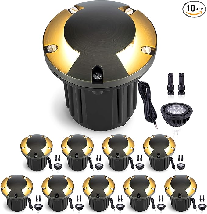 Gardenreet Low Voltage Outdoor Well Light - Brass All Weather Low Voltage 12V In Ground Lighting, LED Wired | Lumora