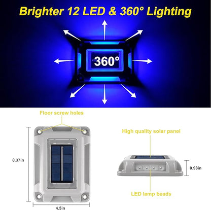 T-SUN Solar Deck Lights, Waterproof 1200mAh Driveway Lights Solar Powered Outdoor 12 LED Aluminum Driveway Dock Lighting Step Light for Sidewalk Garden Pathway Stair Ground Yard -24 Pack
