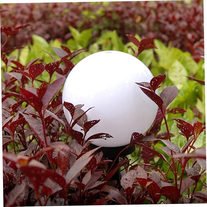 POPETPOP 4Pcs Solar Garden LED Lights White Ball Shape Plug in Outdoor Lawn Lamp Solar Pathway Lighting for Walkway Patio Landscape Warm Light Garden Decor
