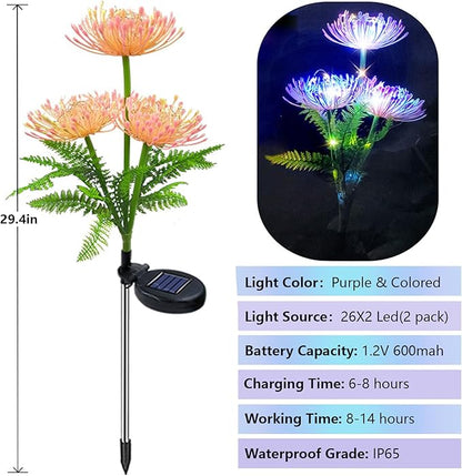 AVEKI Outdoor Solar Garden Lights, 2 Pack Solar Equinox Flowers Lights Colored LED Beads IP65 Waterproof Landscape Lights Outside Lights for Yard Lawn Patio Women's Gift (Colored Light)