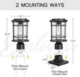 Emliviar 13 Inch Outdoor Solar Post Light, Dusk to Dawn Post Lighting Fixture with Remote Control, Removable Pier | Lumora