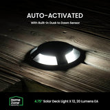 Home Zone 12 Packs Outdoor Solar Deck Light, Black, 120 Lumens Total, Waterproof, Dusk to Dawn, Aluminum Plastic | Lumora