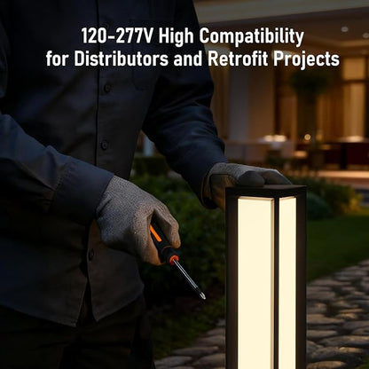 LEONLITE 5CCT LED Bollard Pathway Lights Wired, 31.6" 14W/19W/24W Landscape Path Lights, 120V-277V Commercial Bollard Fixture, 0-10V Dimmable Landscape Area Light, UL Listed, 2700K3000K3500K4000K5000K