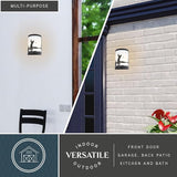 VAXCEL Links 1-Light 8 in. Wide Black Indoor-Outdoor Flush Mount Wall Sconce with Metal Golfer Cutout and Frosted | Lumora