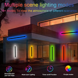 RGB Outdoor Wall Lights, Ip65 Waterproof Linear Led Modern Wall Sconce, 7 Colors and 358 Light Effects, Dimmable | Lumora