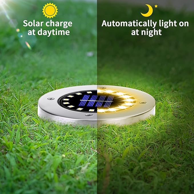 NFESOLAR 16 Pack Solar Outdoor Lights, 16 LEDs Bright Solar Ground Lights Pathway Lights Waterproof for Pathway | Lumora
