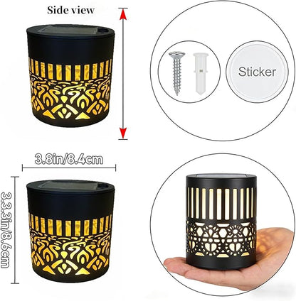 Decorative Solar Mandala Lights, Metal Solar Powered Mandala Light Outdoor Waterproof LED Deck Step Wall Lights Lanterns Decorations Warm Yellow Lighting for Garden Fence Backyard(1pc)