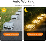 Outdoor 4 Pack Ice Cube Bricks Rocks Lights Solar Powered LED In Ground Pathways Patio Yard Garden Glow Lights Decor | Lumora