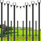 zoegi 6 Pack 10 Ft String Light Poles,Light Poles for Outside Lights with Fork,Outdoor Brackets Hanging | Lumora