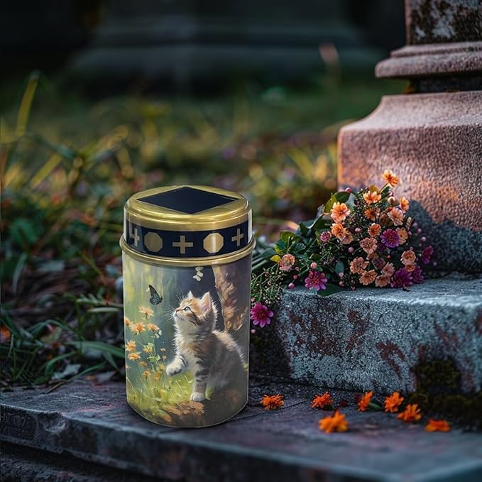 Cat Forest Solar Garden Stake Lights Solar Lights Outdoor Garden for Cemetery Grave Decorations, Memorial Gift, Christmas Yard Art, Sympathy Gifts