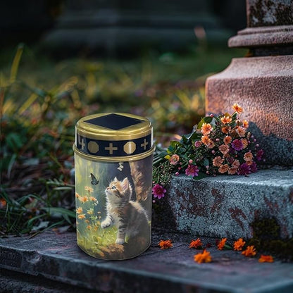 Cat Forest Solar Garden Stake Lights Solar Lights Outdoor Garden for Cemetery Grave Decorations, Memorial Gift, Christmas Yard Art, Sympathy Gifts