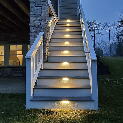 DenicMic 16 Pack Solar Deck Lights Outdoor Waterproof 4000K Warm White LED for Step Fence Patio Yard Stair Balcony Railling Outside Deck Lighting