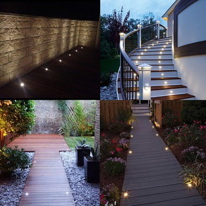 Low Voltage LED Recessed Deck Lighting Kit,Stainless Steel Waterproof Recessed Wood Decking Stairs Garden Yard Patio Decor Lamp Outdoor Warm White LED Lighting, Pack of 10