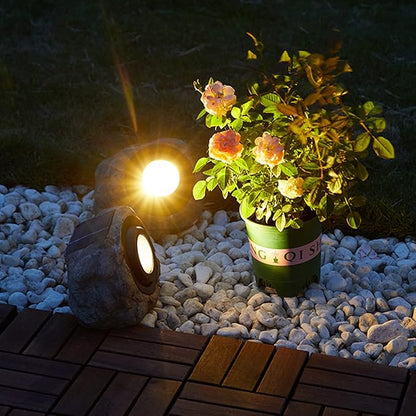iKenta Solar Garden Lights Outdoor Decorative Fake Rock Lights, Dusk to Dawn Sensor IP65 Waterproof Solar Pathway, Solar Landscaping Light for Garden Yard Walkway Pathway Patio