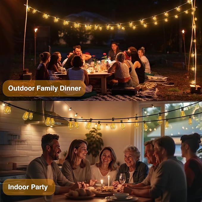 DAYBETTER 150FT Solar String Lights Outdoor Waterproof with Remote & USB Port Dimmable & Timmer,Solar Patio Lights 47+1 LED Shatterproof Bulbs 8 Light Modes,String Lights for Outside Camping Backyard