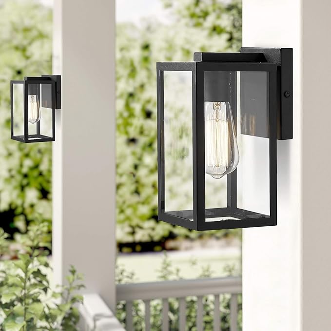 Bestshared Exterior Wall Light, Outdoor Wall Mount Lighting, 1-Light Outdoor Wall Sconce, Wall Lantern Fixture (Black, 3 Pack)