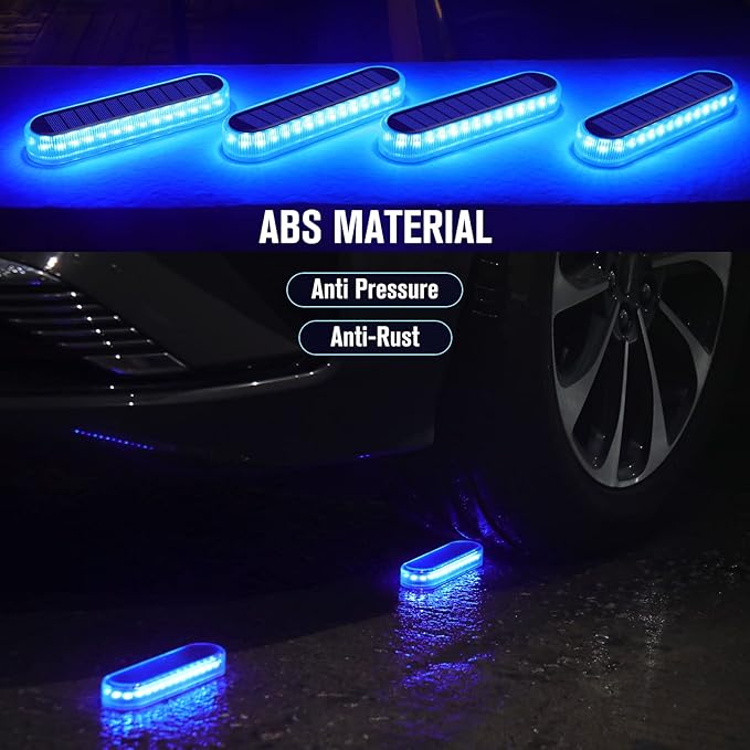 Honalia Blue Solar Dock Deck Driveway Lights Solar Powered 6 Pack Warning Concrete Step Lights for Driveway Deck Stairs Dock Marine Runway