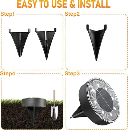 Siatom Solar Ground Lights 12 Pack, IP68 Waterproof Solar In-Ground Light for Outdoor, Flat Landscape Lighting, Garden Disc Light for Pathway, Walkway, and Yard - 12 Pcs (Blue)