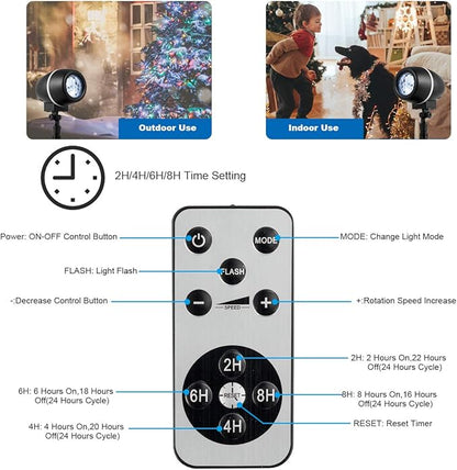Tangkula Christmas Snowflake LED Projector Lights, Rotating Snowfall Projection with Remote Control, Outdoor Landscape Decorative Lighting for Christmas, Holiday, Party, Wedding, Garden, Patio