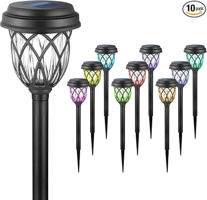 EXCMARK 10 Pack Color Changing Solar Lights Outdoor Decorative for Garden Pathway Walkway, Solar Outdoor Decorations for Patio Garden Christmas.