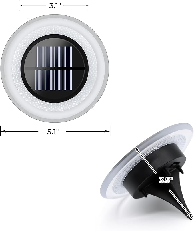 Solar Outdoor 4 Packs, 26 LEDs Bright Long-Staying Ground Lights, Weatherproof Landscape Lights for Garden Pathway Driveway Front and Backyard (White)