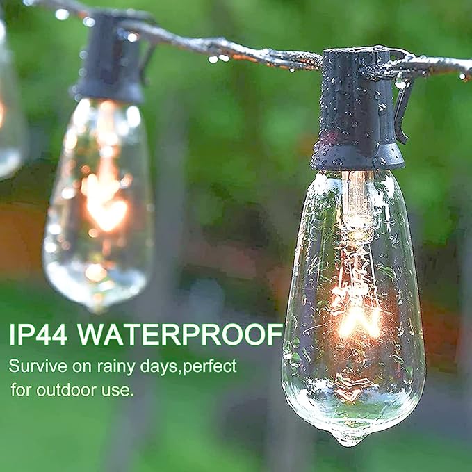 10Ft Outdoor String Lights Waterproof with 10 Pack E17 Edison Replacement Light Bulbs for Patio, Garden, Porch | Lumora